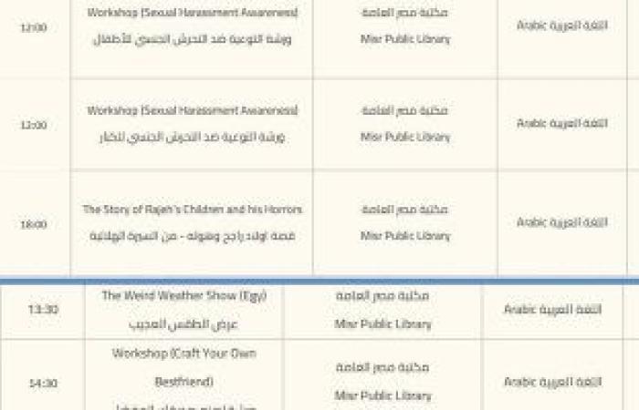 محافظات : مكتبة مصر العامة بالإسماعيلية تستقبل مهرجان حكاوى الدولى فى دورته الـ13