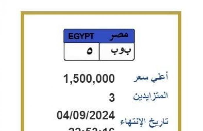 بـ «مليون ونصف».. لوحة سيارة مميزة في مزايدة بين 5 أشخاص