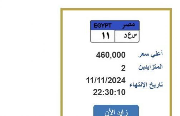 بسعر 460 ألف جنيه.. التزايد على لوحة سيارة مميزة (اعرف الخطوات)